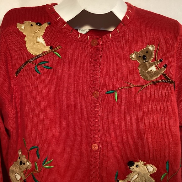 Quacker Factory Koala Bear Cardigan Sweater  Women’s size Medium - Picture 6 of 14